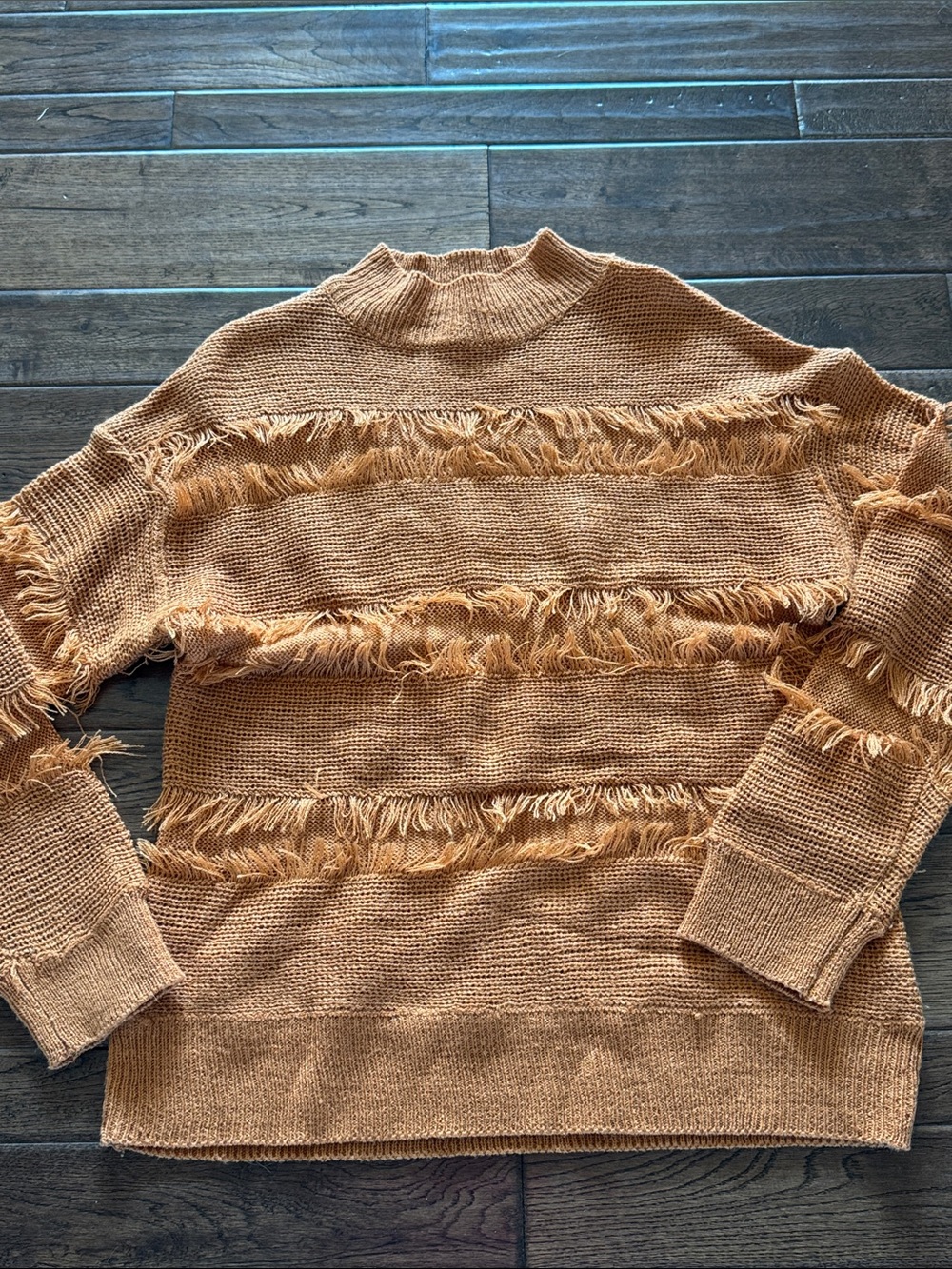 BKE Women's Fringe Turtleneck Sweater - Burnt Orange
